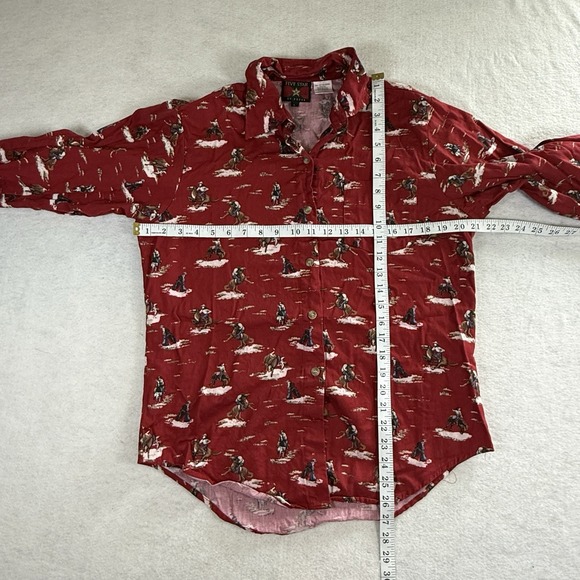 Vintage Five Star By Roper Western Shirt‎ Red Button Down Cowboy Shirt Large - Picture 2 of 5